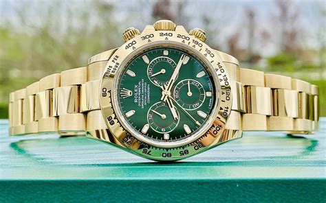 rolex daytona gold with green dial|solid gold rolex daytona price.